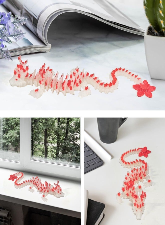 oyeftp 3D Printed Cherry Blossom Crystal Dragon Glow in The Dark Articulated Animals Fidget Toy Cool Crystal 3D Print Dinosaur Toys for Teens, Stocking Easter Basket Stuffers (Noctilucent red) - Image 4
